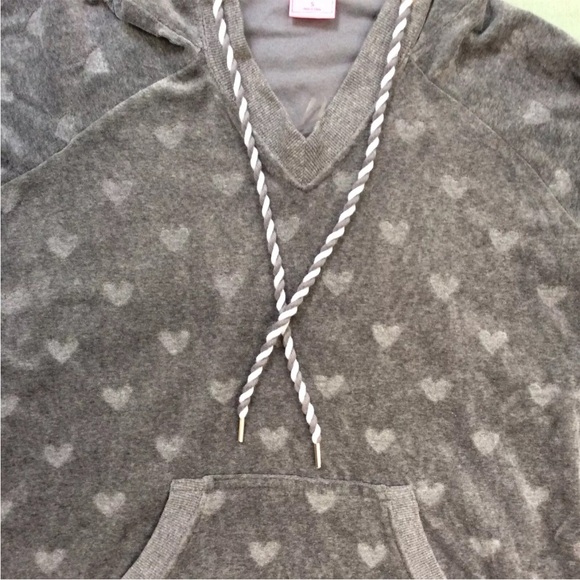 Jenni by Jennifer Moore Womens Heart Printed Velour Hoodie Gray Size Small - Picture 3 of 9